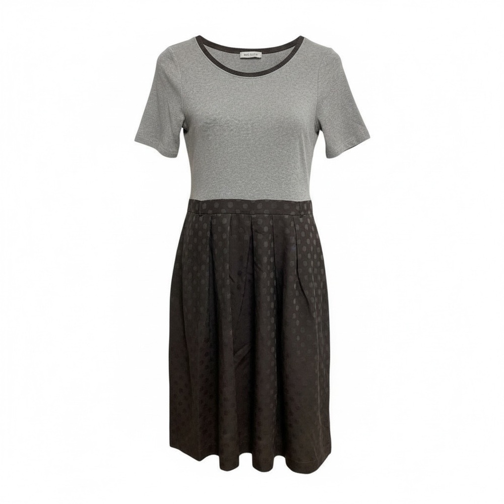 Rosso35 Grey Polka Dot T Shirt Dress Cotton Linen Blend Size 46 | XL
